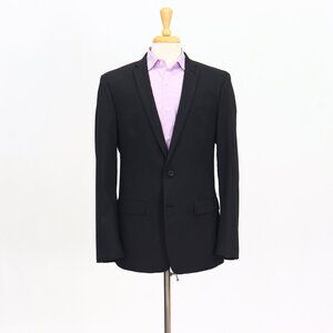 William Rast 42L Black Blazer Sport Coat Jacket 2-Button Stripe Y649